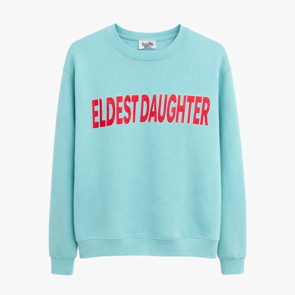 Pacific & Co “Eldest Daughter” Graphic Sweatshirt Ice Green Small NWT Taylor Swi